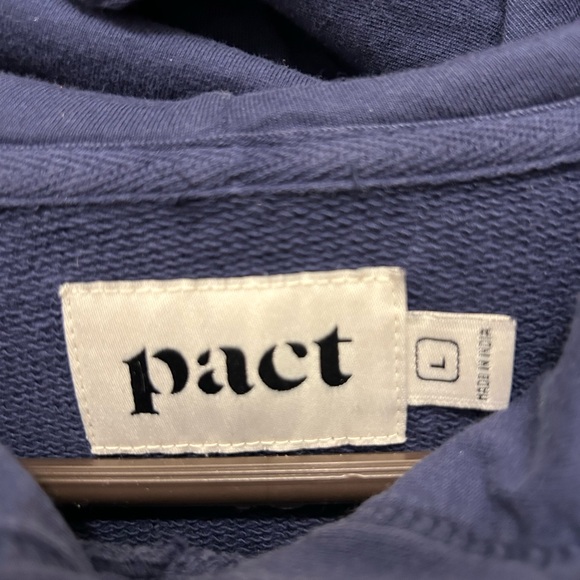 PACT NAVY BLUE ORGANIC COTTON ONE-FOR-ALL HOODIE WITH TIE-DYE DRAWSTRING LARGE - Picture 2 of 6